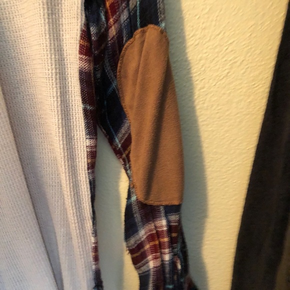 Flannel tunic like top with white back & suede - Picture 3 of 3